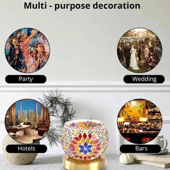 Blue Star Turkish Mosaic Glass Table Lamp (Bulb Type E12) New - Picture 4 of 5